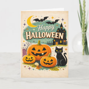 Tarjeta Casa Embrujada Retro Vintage Halloween