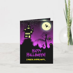Tarjeta Casa encantada espeluznante Halloween