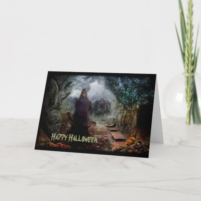 Tarjeta Casa encantada espeluznante y su dueño del (Anverso)