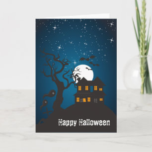 Tarjeta Casa encantada V del feliz Halloween
