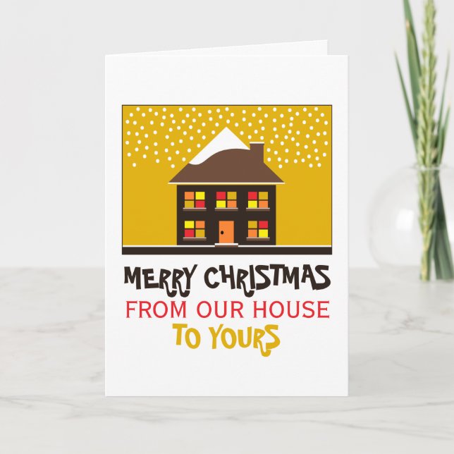 Tarjeta Casa festiva, Navidades saludando (Anverso)