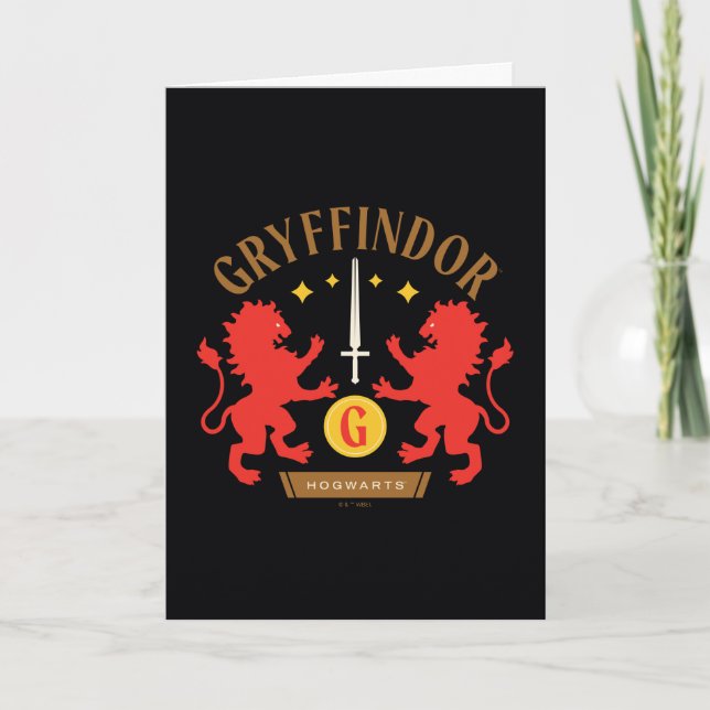 Tarjeta Casa GRYFFINDOR™ Espada Gráfica Doble León (Anverso)