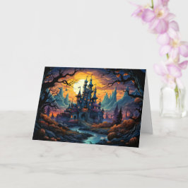 Tarjeta Casa inquieta y embrujada | Feliz Halloween