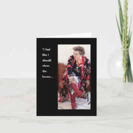 Tarjeta ¿Casa limpia o juego en el jardín?