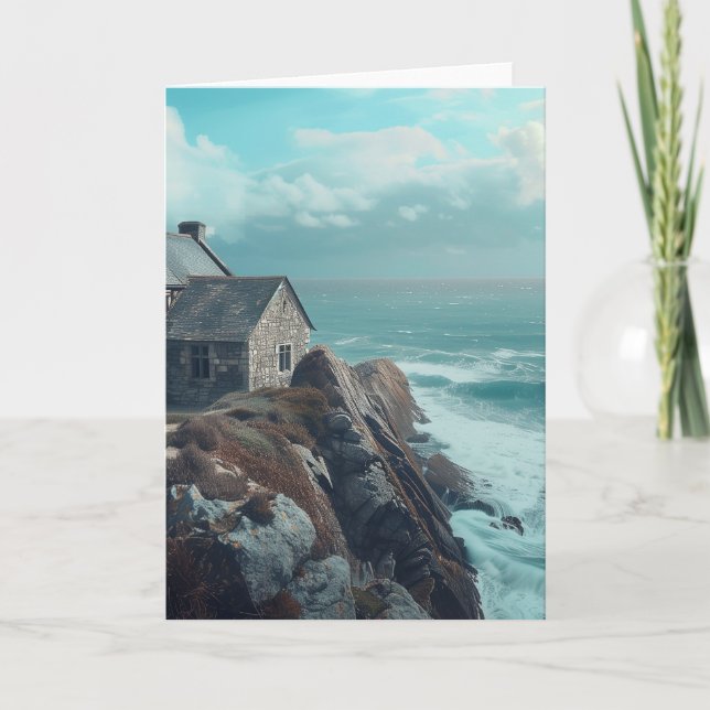 Tarjeta Casa medieval en un acantilado (Anverso)