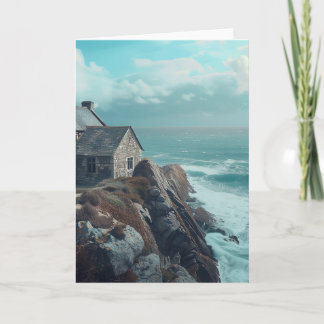 Tarjeta Casa medieval en un acantilado