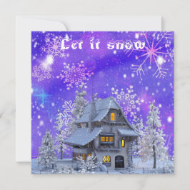 Tarjeta Casa moderna de copas de nieve en invierno