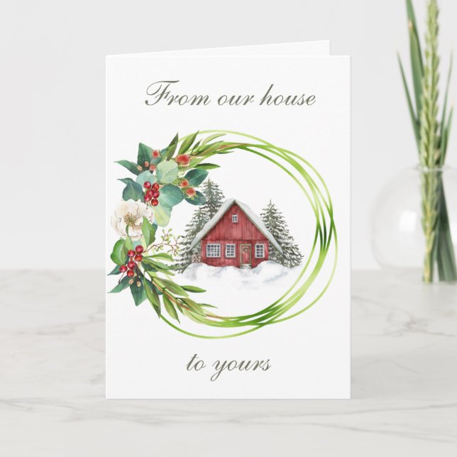 Tarjeta Casa roja con festividad de gloria y gloria (Anverso)
