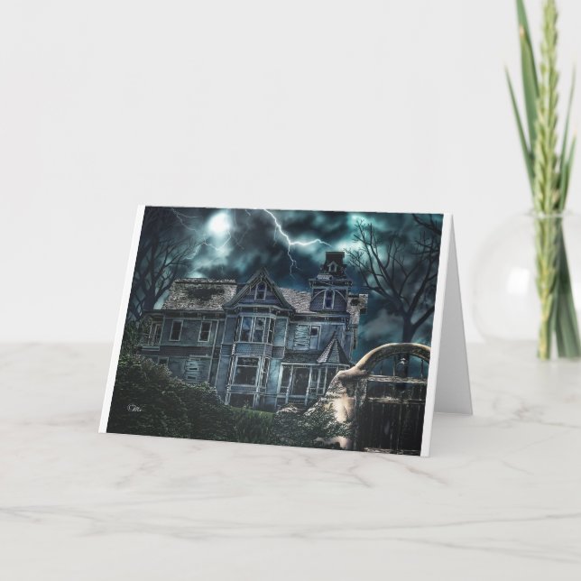 Tarjeta Casa Victoriana de Halloween (Anverso)