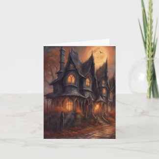 Tarjeta Casa Victoriana embrujada Halloween descarga insta