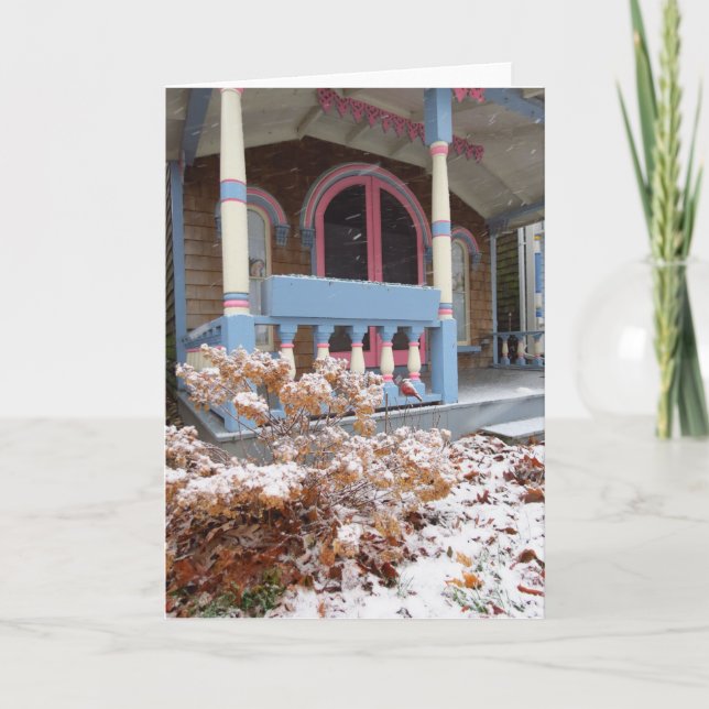 Tarjeta Casa victoriana en la nieve - Viñedo de Martha (Anverso)