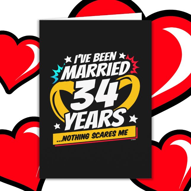 Tarjeta Casados 34 Años Divertido Aniversario de Bodas núm (Subido por el creador)