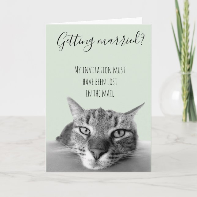 Tarjeta Casándose Matrimonio Humor de Gato (Anverso)
