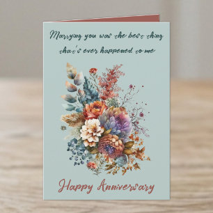 Tarjeta Casarse con las flores aniversario de la esposa ve