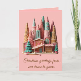 Tarjeta Casas de Pan de Jengibre Kitsch Villa Navideña Ger