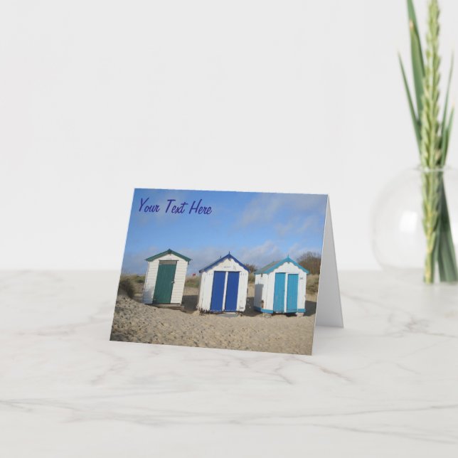 Tarjeta Casas de playa cielos azules fotografía de la cost (Anverso)
