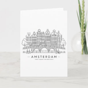 Tarjeta Casas del Canal de Ámsterdam Ilustración de Viaje