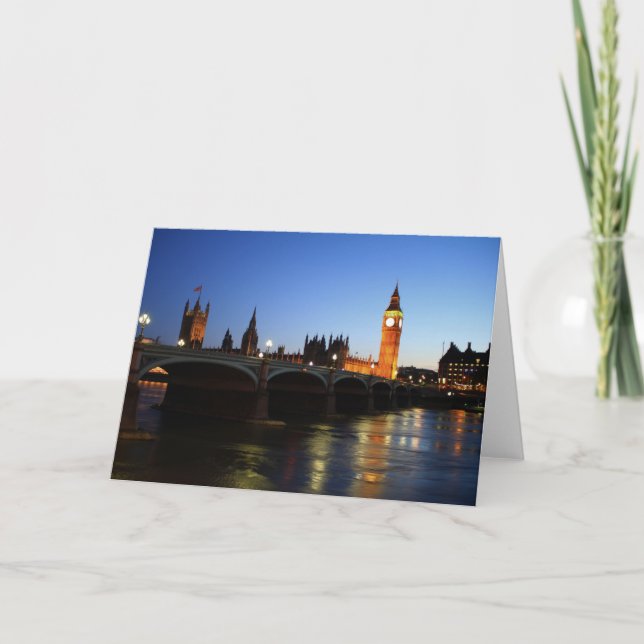 Tarjeta Casas del parlamento y de Big Ben en la noche (Anverso)