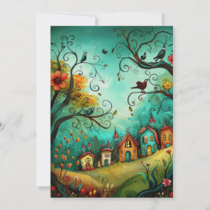 Tarjeta Casas singulares estilo Ilustracion Hola plana