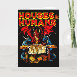 Tarjeta Casas Y Humanos Vintage Retro 90s Divertido Jugado