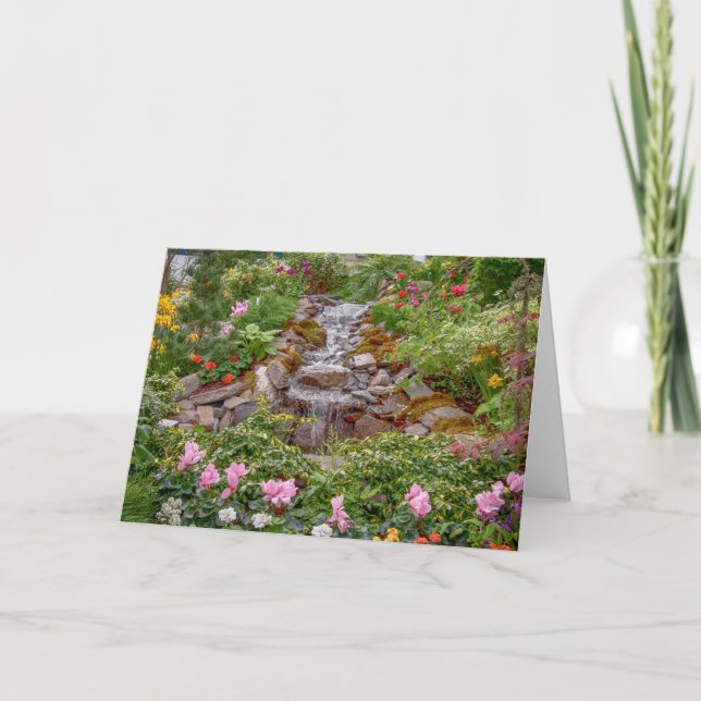 Tarjeta Cascada con flores de primavera (Anverso)