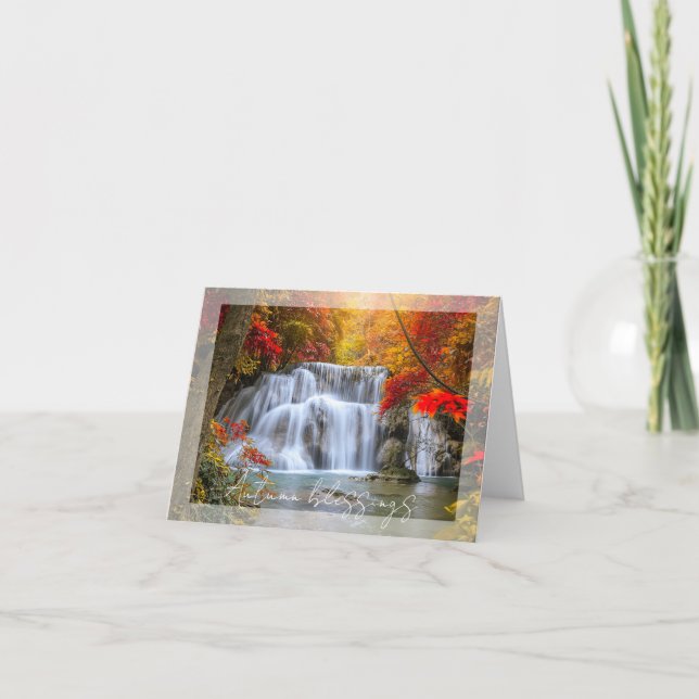 Tarjeta Cascada de otoño con texto personalizado (Anverso)