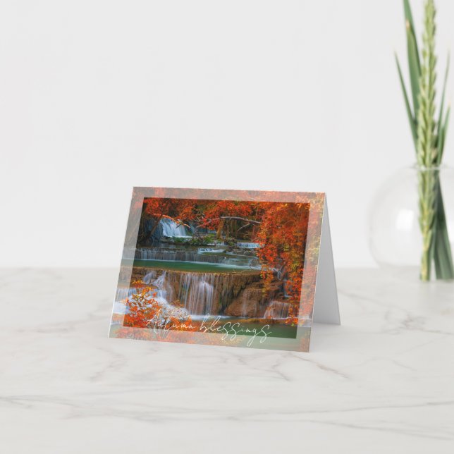 Tarjeta Cascada de otoño con texto personalizado (Anverso)