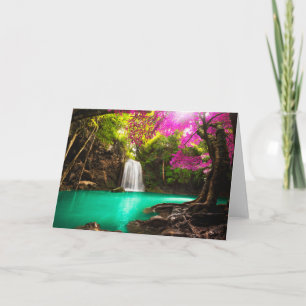 Tarjeta Cascada en bosque del otoño