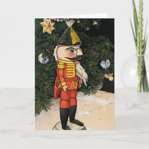 Tarjeta Cascanueces Antiguo Bajo el Árbol de Navidad