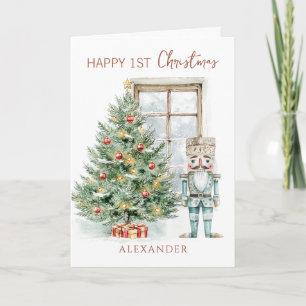 Tarjeta Cascanueces árbol de Navidad del primer cumpleaños