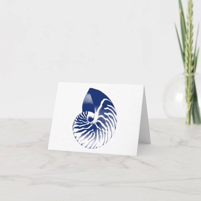 Tarjeta Cáscara del nautilus - azules marinos y blanco (Anverso)