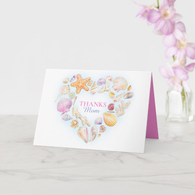 Tarjeta Cáscaras de mar acuarela arte de la carta del Día  (Orquídea)