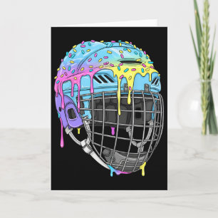 Tarjeta Casco de hockey para niños con goteo de helado par