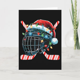 Tarjeta Casco de Hockey sobre Hielo de Navidad Santa Xmas