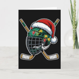 Tarjeta Casco de Hockey sobre Hielo de Navidad Santa Xmas