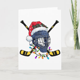 Tarjeta Casco de Hockey sobre Hielo de Navidad Santa Xmas