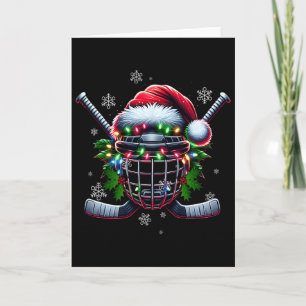 Tarjeta Casco de Navidad de Hockey sobre Hielo Sombrero de