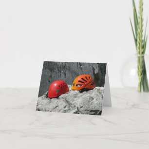 Tarjeta Cascos trepadores en una carta en blanco rockero