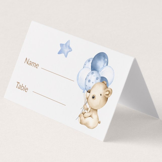 Tarjeta Casillas de mesa Baby Shower Baby Bear Baby Boy (Subido por el creador)