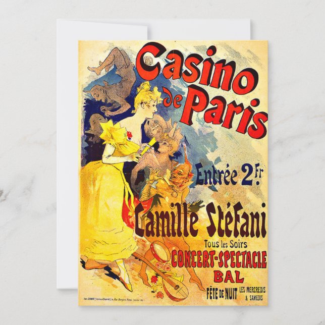 Tarjeta Casino de París por Jules Cheret, afiche de época (Anverso)