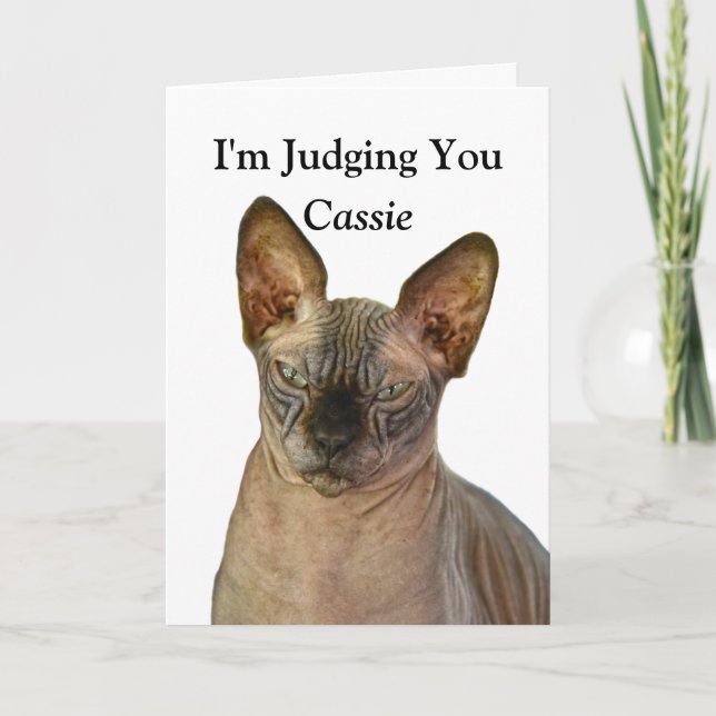 Tarjeta Caso de cumpleaños feliz Sphinx Cat del juicio (Anverso)