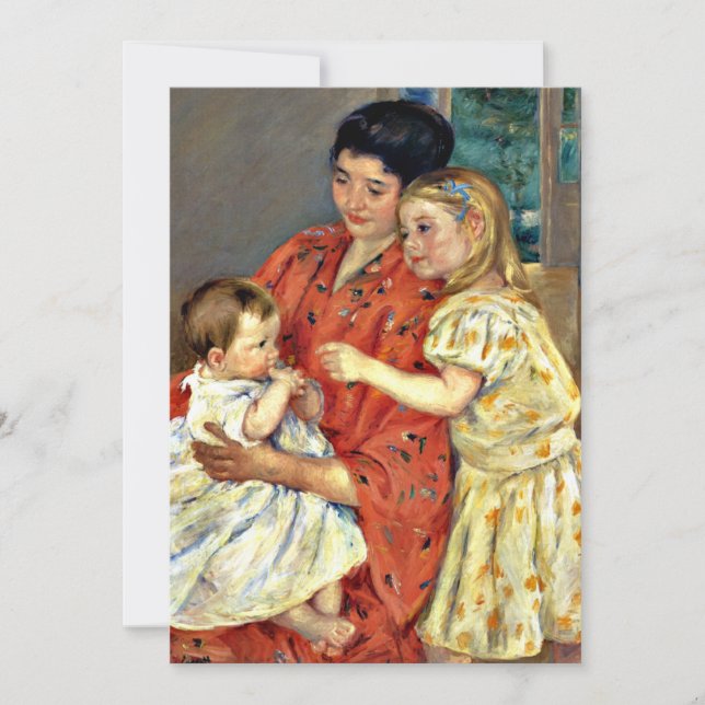 Tarjeta Cassatt: Madre y Sara admirando al bebé (Anverso)