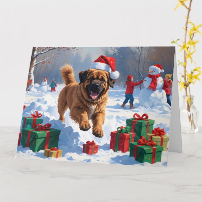 Tarjeta Castigos tibetanos en Nieve con Gorra de Navidades (flor amarilla)