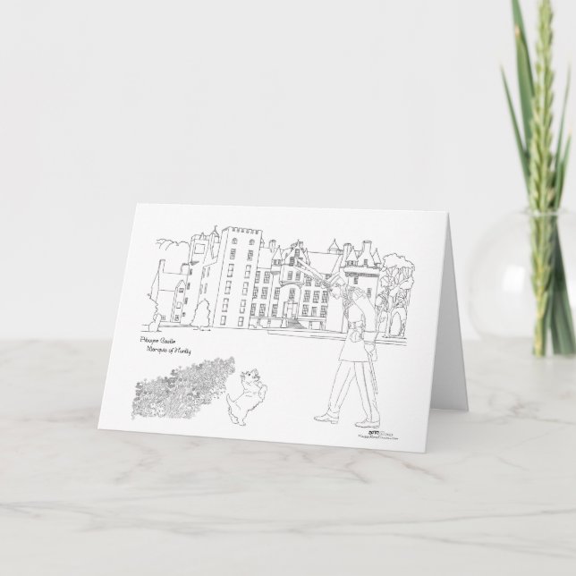 Tarjeta Castillo de Aboyne Archer y Perro de Escocia (Anverso)