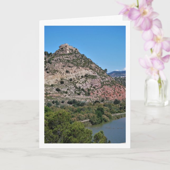 Tarjeta Castillo de Domeño Viejo, Valencia, España (Orquídea)