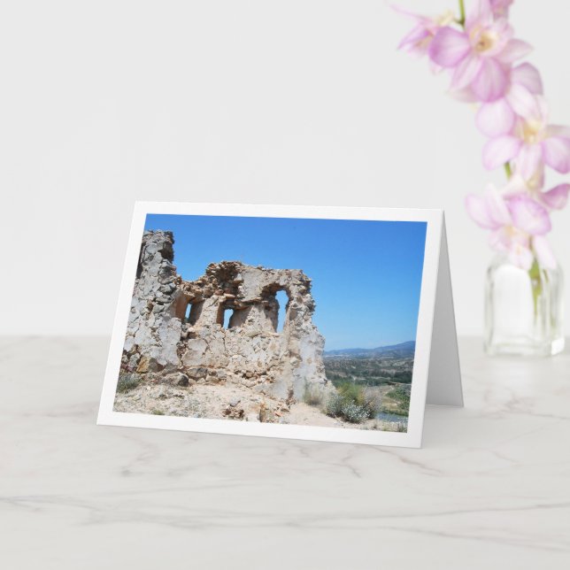 Tarjeta Castillo de Domeño Viejo, Valencia, España (Orquídea)