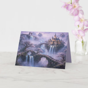 Tarjeta Castillo de Fantasía Paisaje Surrealista Azul Lava