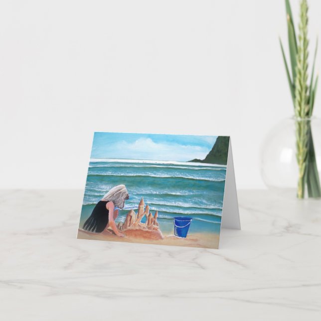 Tarjeta Castillo de la arena del edificio del chica en las (Anverso)