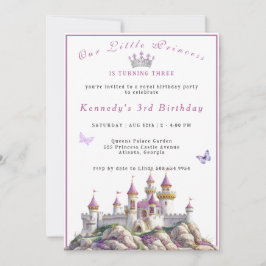 Tarjeta Castillo de la Princesa Plata Corona Gemas Rosadas