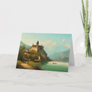 Tarjeta Castillo en el Lago de Montaña   Johann Wilhelm Ja
